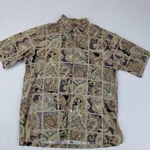 Tori Richard Hawaiian Shirt Mens XL Paisley Patchwork Cotton Lawn Made in USA